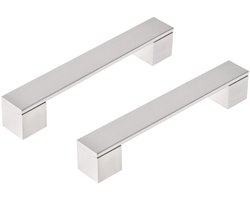 Differnz Tilburg Meubelgreep - Boormaat 128 mm - Mat Chroom - Afmeting 141 x 30 mm - Geschikt voor Kasten en Lades - 2 Bevestigingspunten - Per 2 Stuks Geleverd