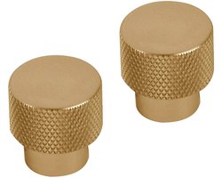 Differnz Utrecht Meubelknoppen - Diameter 25 mm - Ronde Kop met Ruw Greepvlak voor Betere Grip - Geschikt voor Kasten, Lades en Overige Meubels - Kleur Goud - Set van 2 Stuks Geleverd