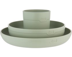 Difrax LOVI Eetset met Beker - Groen - Vrij van melamine en BPA