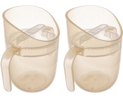 Difrax LOVI Genius Oefenbeker - Lichtbeige - 2 Stuks - Slow-flow inzetstuk & ergonomische rand, bevordert Mondontwikkeling, 130/150 ml