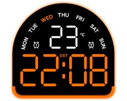Digitale bureauwekker-Binnentemperatuurweergave-LED-wekker-Digitaal display - Multifunctionele elektronische klok - LED-sfeerlichtwekker - Tafelwekker met verlichting voor thuis - Temperatuurweergave - Meerdere alarminstellingen - Zwart-oranje licht