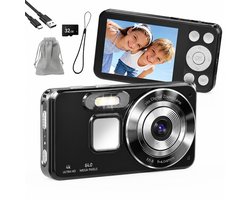 Digitale Camera 4K - Full HD - 64MP Fotokamera - Fototoestel met 2.8 Inch LCD Scherm - 18X Digitale Zoom - Compacte en Draagbare Vlogcamera - Anti Shake Functie - Inclusief 32GB SD Kaart - Zwart