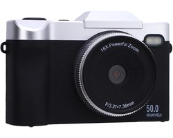 Digitale camera - 50 MP 1080p videocamera met 16x digitale zoom, 2,4 inch 180° draaibaar touchscreen, compacte kleine camera voor fotografie - met 32 ​​GB geheugenkaart (zwart)
