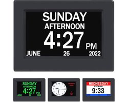Digitale kalender wekker met groot display voor ouderen - 7 inch klok met dag, datum en alarm