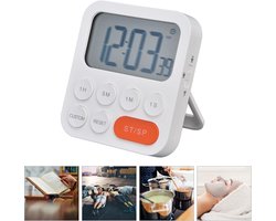 Digitale keukentimer, afteltimer met 3 standen, LCD-scherm voor koken, thuiskantoor, slaapkamer, ABS-materiaal - met klok, oefening, studeren, 2 AAA-batterijen (NIET inbegrepen)