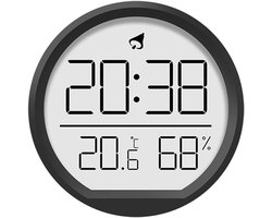 Digitale klok - met temperatuur- en vochtigheidsbewaking - alarmfunctie - magnetisch - Thermometer - Datum - wandmodel - geschikt voor thuis en kantoorgebruik - zwart