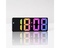 Digitale klok zwart met regenboog cijfers (16 cm)