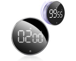 Digitale Kookwekker - Keukenwekker - Magnetische Timer - Douchetimer - - Stopwatch - Draaiknop - Kookwekker - LED-display – Smart timer – Optellen - Aftellen - Zilver