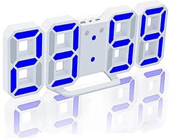 Digitale LED Klok Wekker met Blauw Licht - op USB (incl.) - Tafelklok voor Slaapkamer - Game Kamer - 24 x 9,4 x 1,7 cm - W1005BL - met Temperatuur, Datum en AM en PM weergave