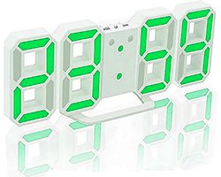 Digitale LED Klok Wekker met Groen Licht - op USB (incl.) - Tafelklok voor Slaapkamer - Game Kamer - 24 x 9,4 x 1,7 cm - W1005GR - met Temperatuur, Datum en AM en PM weergave