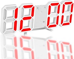 Digitale LED Klok Wekker met Rood Licht - op USB (incl.) - Tafelklok voor Slaapkamer - Game Kamer - 24 x 9,4 x 1,7 cm - W1005RD - met Temperatuur, Datum en AM en PM weergave
