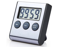Digitale timer - Keukentimer - Magnetisch met standaard - LED-scherm - Stopwatch - Roestvrij staal