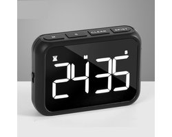 Digitale timer, oplaadbare LED-aftelwekker voor gebruik in de keuken, onder de douche en in de klas, met standaard, zwart (zwart)