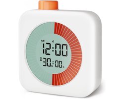 Digitale visuele timer, 3-in-1 timer met draaibare eierwekker, kinderwekker, klok en mute-functie, 60-minuten aftelfunctie, geschikt voor ADHD, thuis, in de keuken, tijdens het koken - wit