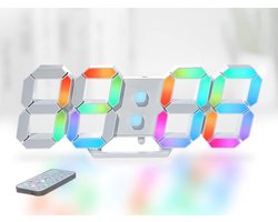 Digitale Wandklok - LED Klok - Tijd Weergeven - Dynamisch Neon Licht - 24.6 cm - Multicolor