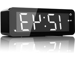 Digitale wekker 18 inch led-display grote cijfers instelbare helderheid snooze-functie 12-24 uur senioren - wit display
