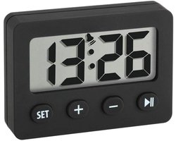 Digitale Wekker - Timer Stopwatch - Tijdmeting Koken - Rubberen Coating - 59x14x42 mm - Zwart