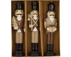 Dijk Natural Collections - Figurine nutrcracker wood 18.5x5x22cm 3pc in box - Natuurlijk