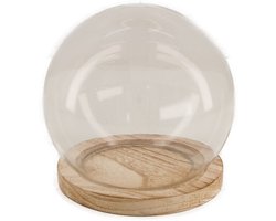 Dijk Natural Collections stolp - glas - houten bruin plateau - D14,5 x H15 cm