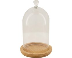 Dijk Natural Collections stolp - glas - houten bruin plateau - D19,3 x H28 cm