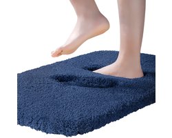dik badkamertapijt antislip badmat zeer absorberend tapijt voor badkamer super zacht badtapijt microvezel ruig tapijt vloermat voor wasruimte bad douche (61 x 91 cm, marineblauw)