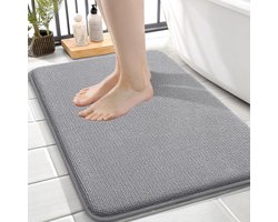 Dikke badmat van traagschuim, 24x16in, extra zachte absorberende badmat, snel drogende badmatten, antislip, machinewasbaar tapijt voor badkamer, bad en douche, woonaccessoires, grijs