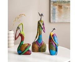 Dikke Dame Beeldje - Moderne Kunst - Woon Decoratie - Set van 3 - N.v.t. - Wit