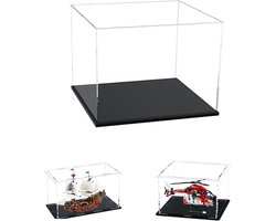 Dikke doorzichtige acryl vitrinekast met stevige basis, stofdicht voor verzamelobjecten en Lego – 25x10x14,5 cm