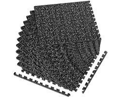 Dikke EVA-schuim Gymnastiekmatten - Antislip Puzzle Vloertegels voor Thuisgym - Zwart en Wit, Set van 12