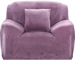 Dikke fluwelen bankovertrek met één kussensloop, superzachte elastische bankovertrek in paarse kleur, voor 1/2/3/4-zits (L-vormige hoekbank vereist twee stuks)