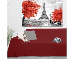 Dikke katoenen bankovertrek voor hoekbank L-U-vorm sofa - rood - alles afwasbaar - 2-zits hoekbank overtrek