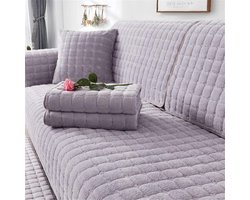Dikke pluche hoes - doorgestikte bankovertrek - zitkussen antislip - huisdieren - winter grijs - 70 x 150 cm hoekbank overtrek