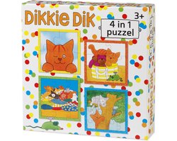 Dikkie Dik 4-in-1 Kinderpuzzel - 4, 6, 9 en 16 stukjes - Peuter en kleuter speelgoed - Voor meisjes en jongens - Vanaf 3 jaar - Bambolino Toys