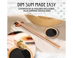 Dim Sum Making Kit | 14 stuks Apparatuur & Gereedschap incl. Gedetailleerd ebook | Professioneel sushimes | Beste Kwaliteit bamboo steamer