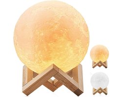 Dimbare 3D LED Maanlamp - Modere Vloerlamp met Touch Control en USB Opladen - 8cm Diameter