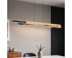 Dimbare design hanglamp zwart met licht hout - Liana