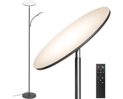 Dimbare Grijze LED Staande Lamp voor Woonkamer en Slaapkamer - Superhelder met Leeslamp