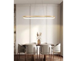 Dimbare Hanglamp Ovaal LED - Ideaal voor Eettafel - Goud - 90 cm