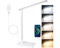 Dimbare LED bureaulamp met USB-aansluiting, 10 helderheidsniveaus, opvouwbaar en met timer, ideaal als leeslamp voor kinderen in verschillende kleuren