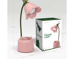 Dimbare LED-bureaulamp - Penhouderlamp - Leeslamp - Bedlamp - Boeklamp - Telefoonhouderlamp - Leeslamp met oogbescherming - 3-kleurenmodusschakeling - USB-oplaadbare bedlamp - Geschikt voor slaapkamers - Roze