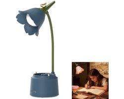 Dimbare LED-bureaulamp - Penhouderlamp - Leeslamp - Leeslampje voor boek - Bedlamp - Boeklamp - Telefoonhouderlamp - Leeslamp met oogbescherming - 3-kleurenmodusschakeling - USB-oplaadbare bedlamp - Geschikt voor slaapkamers - Blauw