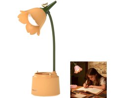 Dimbare LED-bureaulamp - Penhouderlamp - Leeslamp - Leeslampje voor boek - Bedlamp - Boeklamp - Telefoonhouderlamp - Leeslamp met oogbescherming - 3-kleurenmodusschakeling - USB-oplaadbare bedlamp - Geschikt voor slaapkamers - Geel