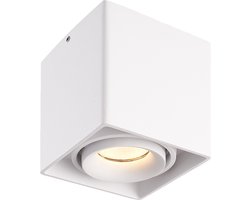Dimbare LED opbouw plafondspot Esto Wit incl. GU10 spot 5W 2700K IP20 kantelbaar