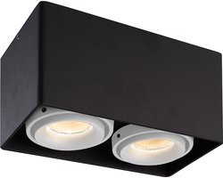 Dimbare LED Opbouwspot plafond Esto Zwart/Wit 2 lichts kantelbaar 5W 2700K