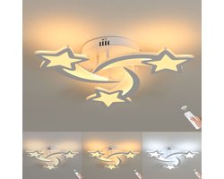 Dimbare LED-plafondlamp, 30W moderne stervormige plafondlamp met 3 koppen, afstandsbediening voor slaapkamer, woonkamer, eetkamer, kinderen