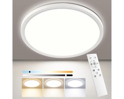 Dimbare LED Plafondlamp met Afstandsbediening - 24W, Rond, Waterdicht en Ultradun voor Woonkamer, Slaapkamer, en Badkamer