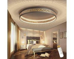 Dimbare LED Plafondlamp met afstandsbediening - Modern en Rond Ontwerp in Zwart en Goud - Perfect voor Woonkamer, Slaapkamer en Eetkamer