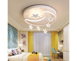 Dimbare LED-plafondlamp met maan en sterren – 52 cm – Afstandsbediening – Kinderkamerverlichting – Oogbescherming – Sfeervol voor slaapkamer en kleuterschool