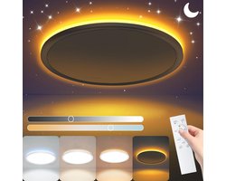 Dimbare LED Plafondlamp met Nachtlampje en Afstandsbediening - 3000K-6500K Paneel voor Slaapkamer, Kinderkamer en Woonkamer Ø29.5cm