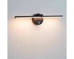 Dimbare LED-spiegellamp met schakelaar - 300° draaibare badkamerwandlamp - LED 8W 4000K Badkamerspiegellamp - voor wastafel - 41 cm - Zwart